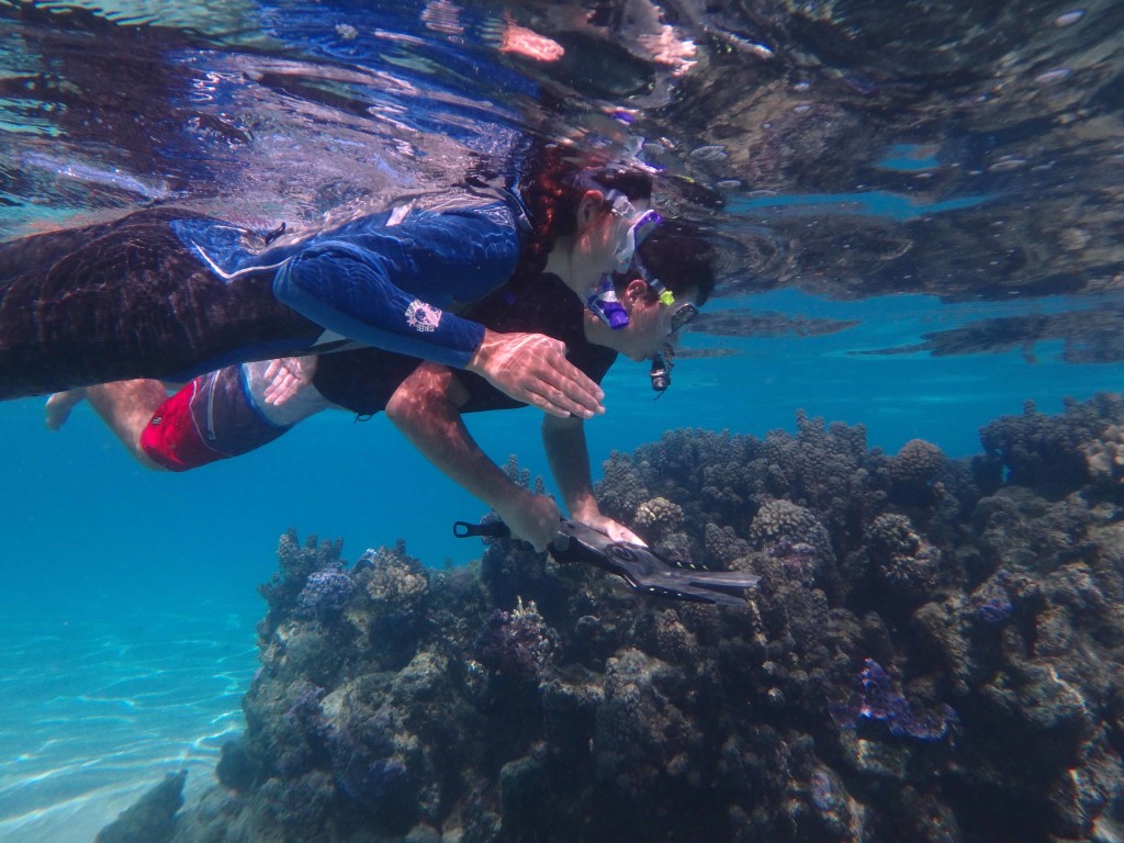 Sarah & Sean Snorkeling - Here we are watching an eel defending his territory