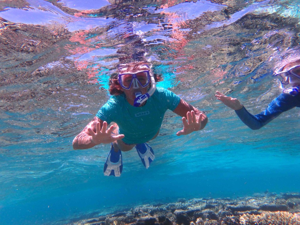 It Floats! - Karen on one of our many snorkeling expeditions in Tonga