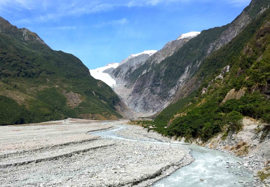 Franz Joseph - The glacier towers over this valley. Our hike leads nearly up to the base