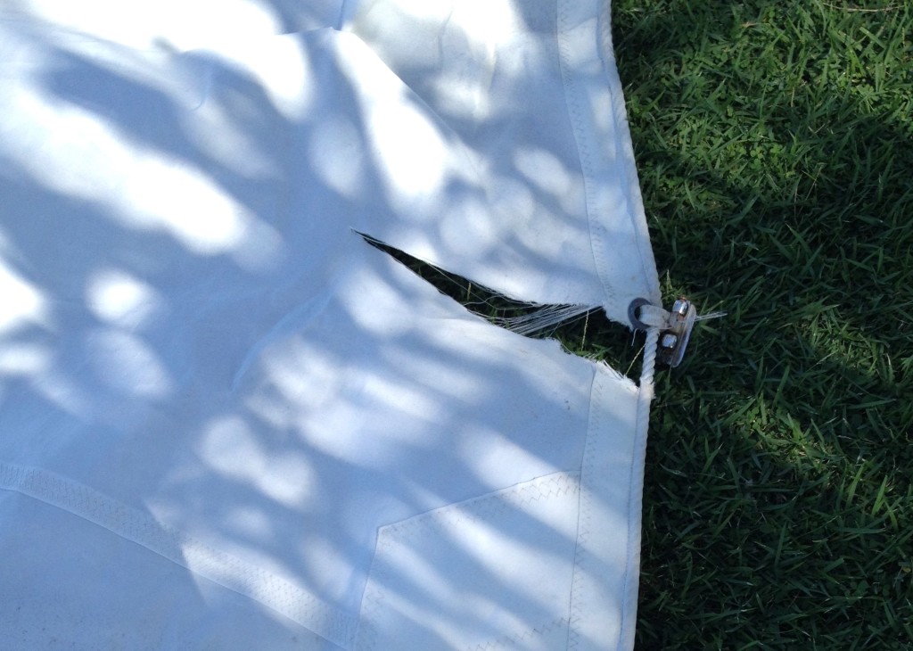 Torn Mainsail - One of many passage casualties