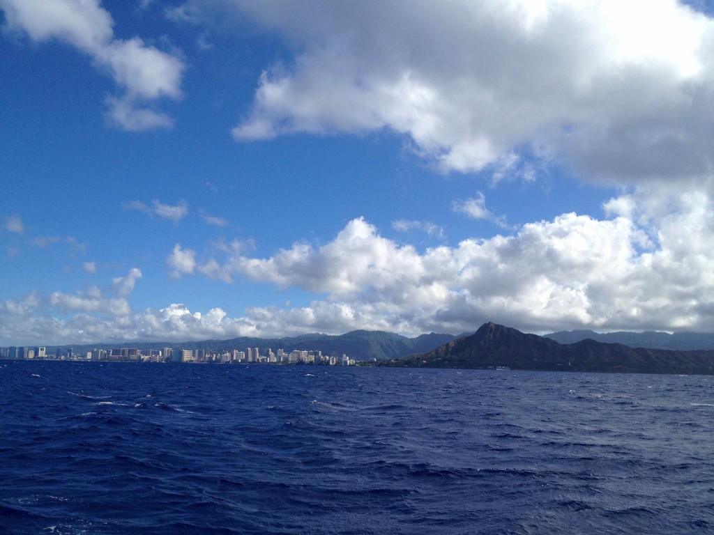 Diamond Head - Rounding Diamond Head we sail into Honolulu on Oahu's South shore