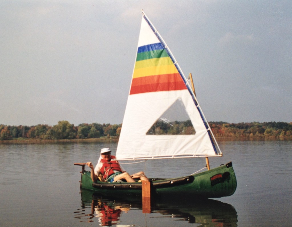 Sailing Canoe - My Dad loved his sailing canoe so much that he eventually bought a second 'portable' one, pictured here. Note: no wind at all - safest conditions!
