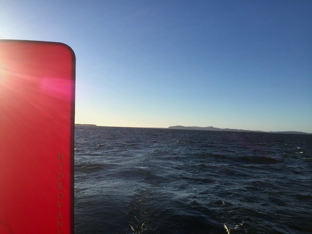 Crossing the Bar - Clatsop Spit & Cape Disappointment to the West as we ride the flood tide to Astoria.